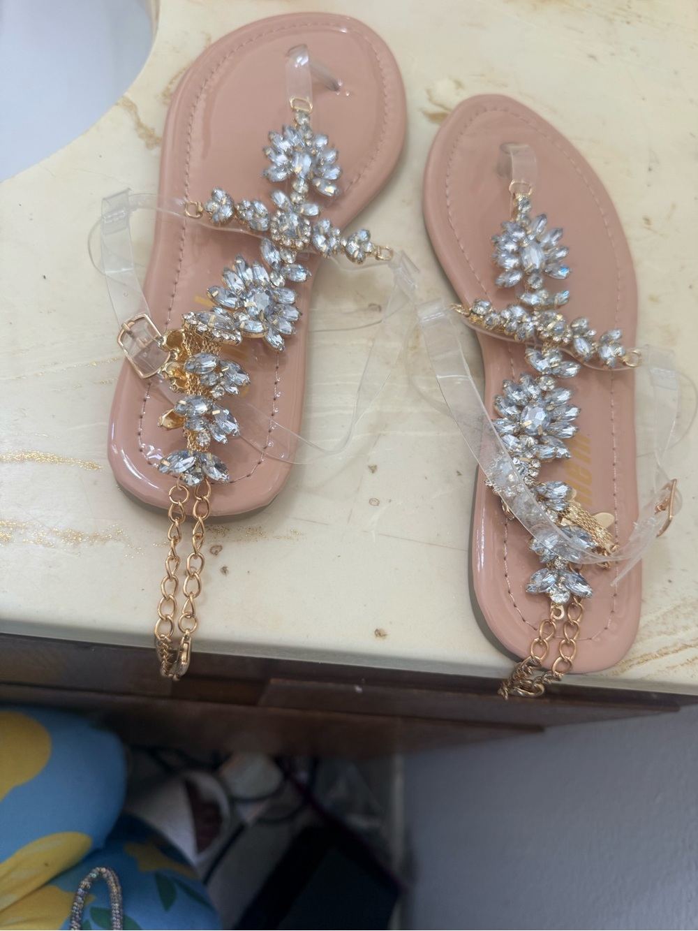 Clear Rhinestone Jeweled Sandals – Size 9